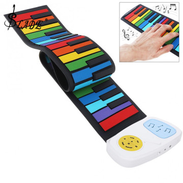 SLADE 49 Keys Colorful Silicon Flexible Hand Roll Up Piano Electronic Keyboard Organ Built-in Speaker Enlightenment Music Gift