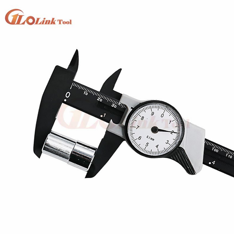 High quality double needle 150mm 0.02mm 0.001" stainless steel dial vernier caliper dial gauge plastic dial caliper meas