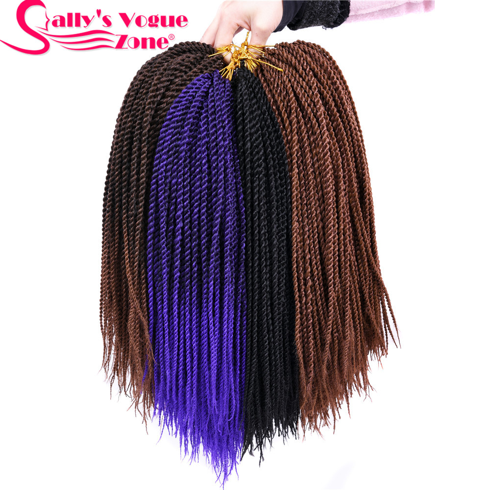 5packs/lot 30strands/Pack Sallyhair Ombre Braiding Hair Thin Senegalese Synthetic Crochet Twist Braids Hair Crochet Braids
