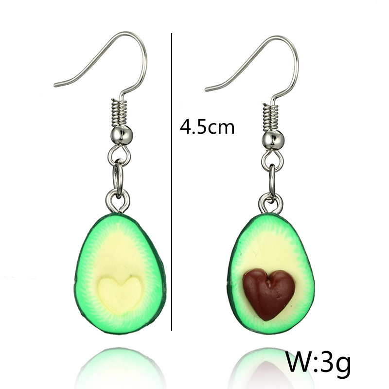 Summer Fashion Avocado Necklace & Drop Earring for Women Girls Lovely Fresh Green Fruit Chain Pendant Biomimetic Party Jewelry