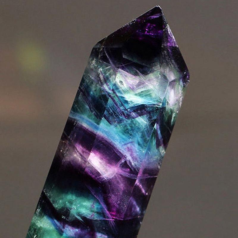 Creative Natural Striped Fluorite Gemstone Crystal Rainbow Stone Bar Gem Ornaments Home Decor Craft Collectibles Gift Wand Point
