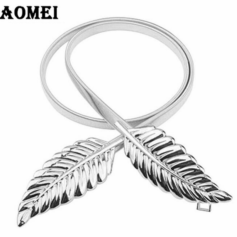 Women Fashion Metal Belts for Dresses Blouses with Gold Leaves Ladies Western Trending Design Silver Circle Belt Elegant Classy