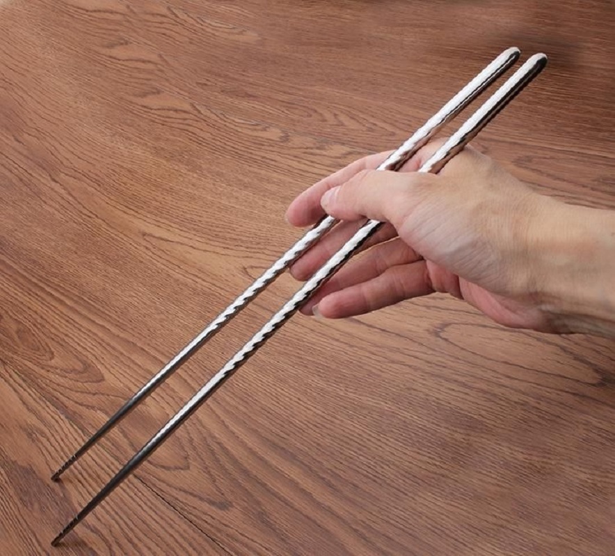 New A Pair Cooking Chopsticks Stainless Steel Chopsticks Extra Long Frying Lengthen Chopsticks, Dishwasher Safe, 38.8 cm