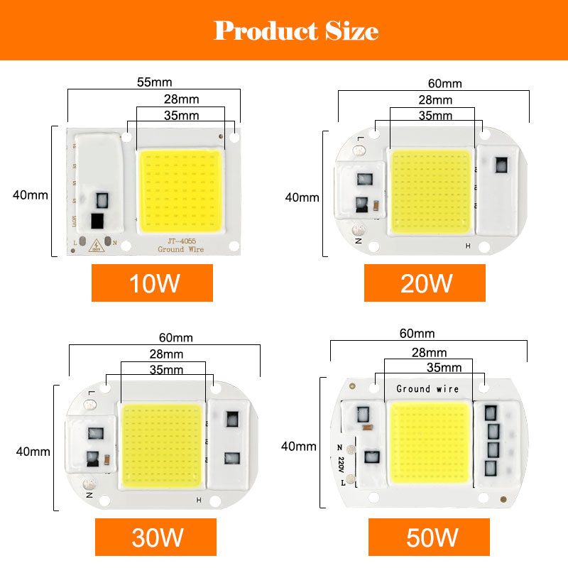 COB LED Chip Lamp 3W 5W 7W 10W 20W 30W 50W Smart IC Light Beads 220V 240V DIY For LED Bulb Floodlight Spotlight