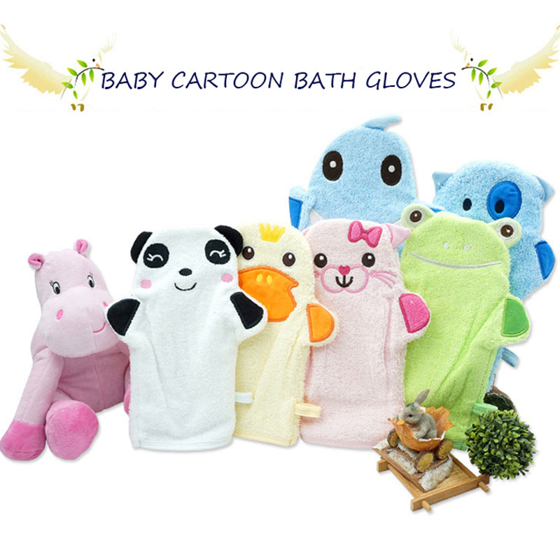 Baby Cartoon Bath Glove Towel Children's Glove For Baby Bath Cute Animal Shape Cotton Bath Brush Of Children Accessories Kids