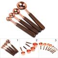 4pcs Rose Gold Measuring Spoon Sets Creative Multipurpose Wooden Handle Measuring Cup Kitchen Cooking Measuring Tool
