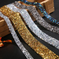 1Yard 10mm Width Rhinestone Iron on Patches for Clothing Decoration Trim Chain Crystal Appliques Sticker Stripes Diy Hole Repair