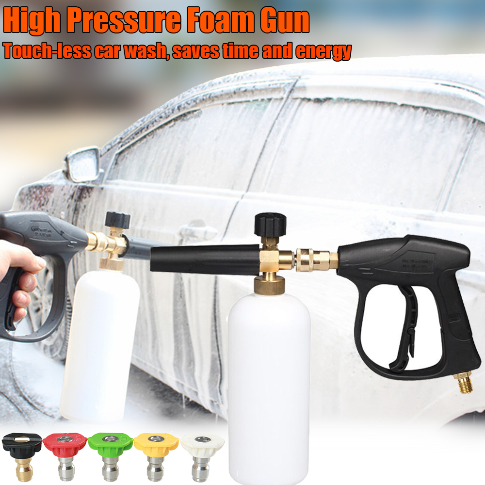 Car Washer High Pressure Snow Foam Gun M14 x 1.5 mm 1/4" Quick Release with 5 Nozzles Car Washer Water Gun Car Cleaning Tools