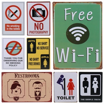 30X20cm Free WIFI WC Toilet No Smoking Bar Vintage Metal Sign Home Decor Tin Signs Pub Decorative Plates Metal Wall Art H74