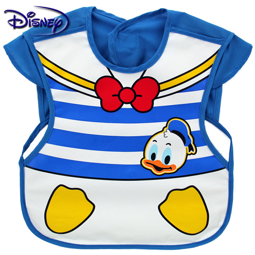 Disney Baby Meal Pocket Waterproof Sleeveless Soft Plastic Baby Bib Meal Overcoat Reverse Dressing Bibs
