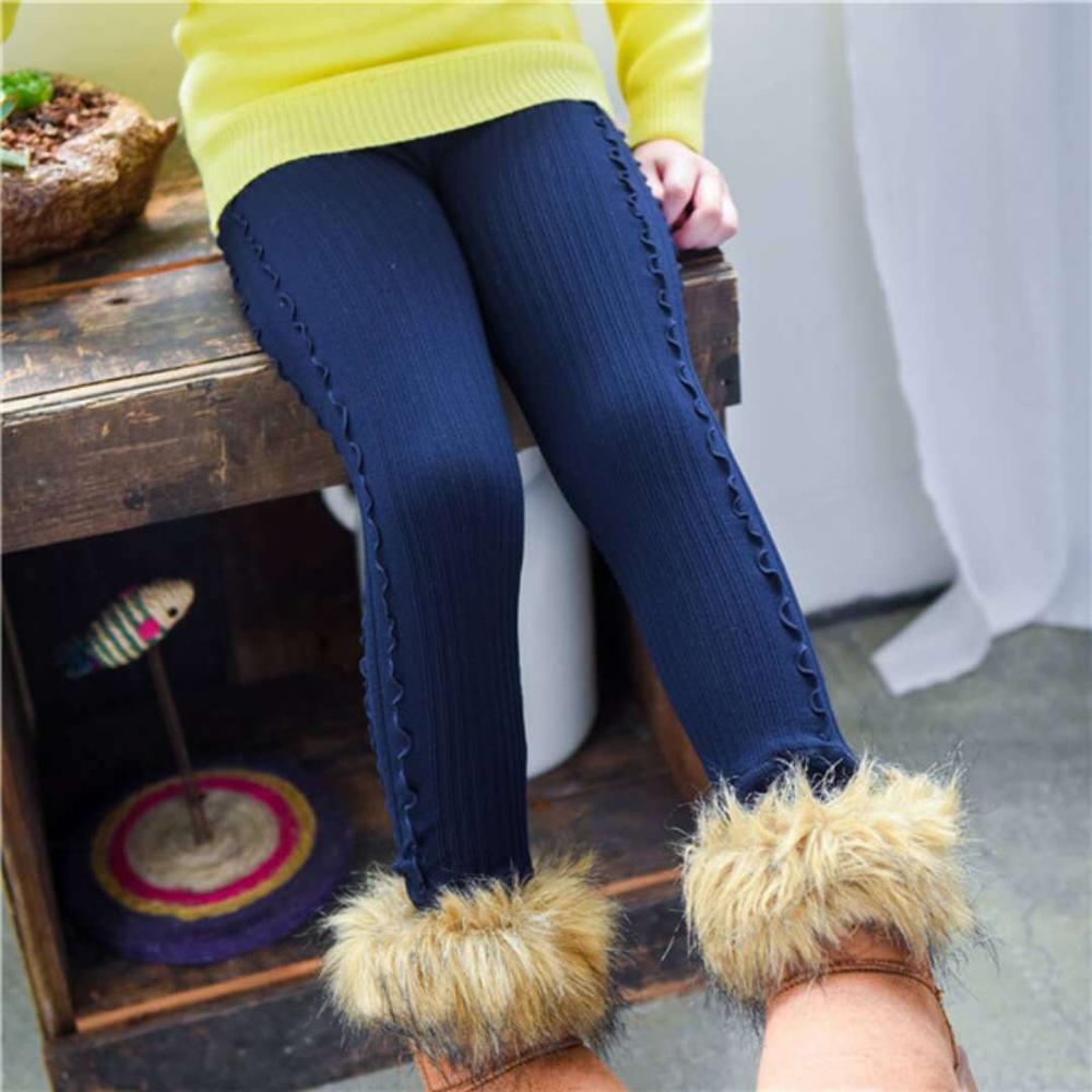 Grils Leggings Autumn Winter Children Ruffle Pants Kids Thicken Warm Elastic Waist Cotton Leggings Girl Pants Trousers Pantalone