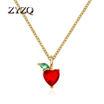 ZYZQ Summer Small Fresh Fruit Necklace Pendant Apple Necklace Simple Student Jewelry