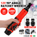 Electric Wrench 3/8" Cordless Ratchet 12V Rechargeable Scaffolding 65N.m Right Angle Wrench Tools with 2Pcs Battery Charger Kit