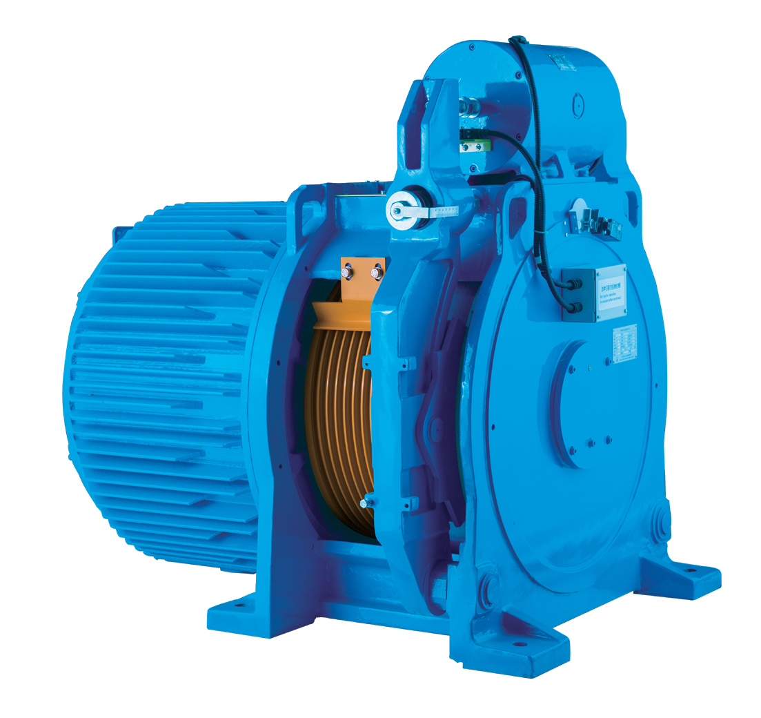 Gearless Permanent / Elevator Traction Machine 4000kg 3.0m/s