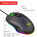 HXSJ Wired Gaming Mouse DPI 6400 Optical Mice RGB Backlit Office Mouse 7 Buttons Ergonomic Design for Gaming Lover