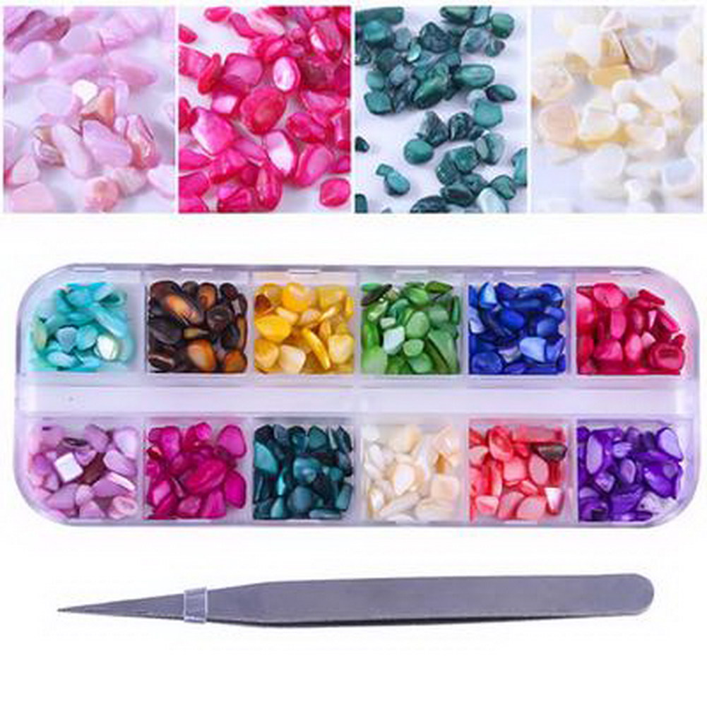 12 Colors Nail Petals Shell Small Crushed Stone Crystal Shell Ornament Manicure Tools ZG88