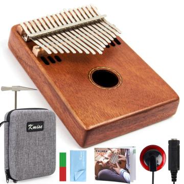 Kmise Kalimba 17 Key Finger Thumb Piano Full Solid Mahogany Musical Instrument + Pickup Gig Bag Tuner Hammer Birthday Gift