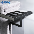 GAPPO black Towel rack stainless steel bathroom towel holder hanger rod bath hardware accessories wall mounted bath racks porte