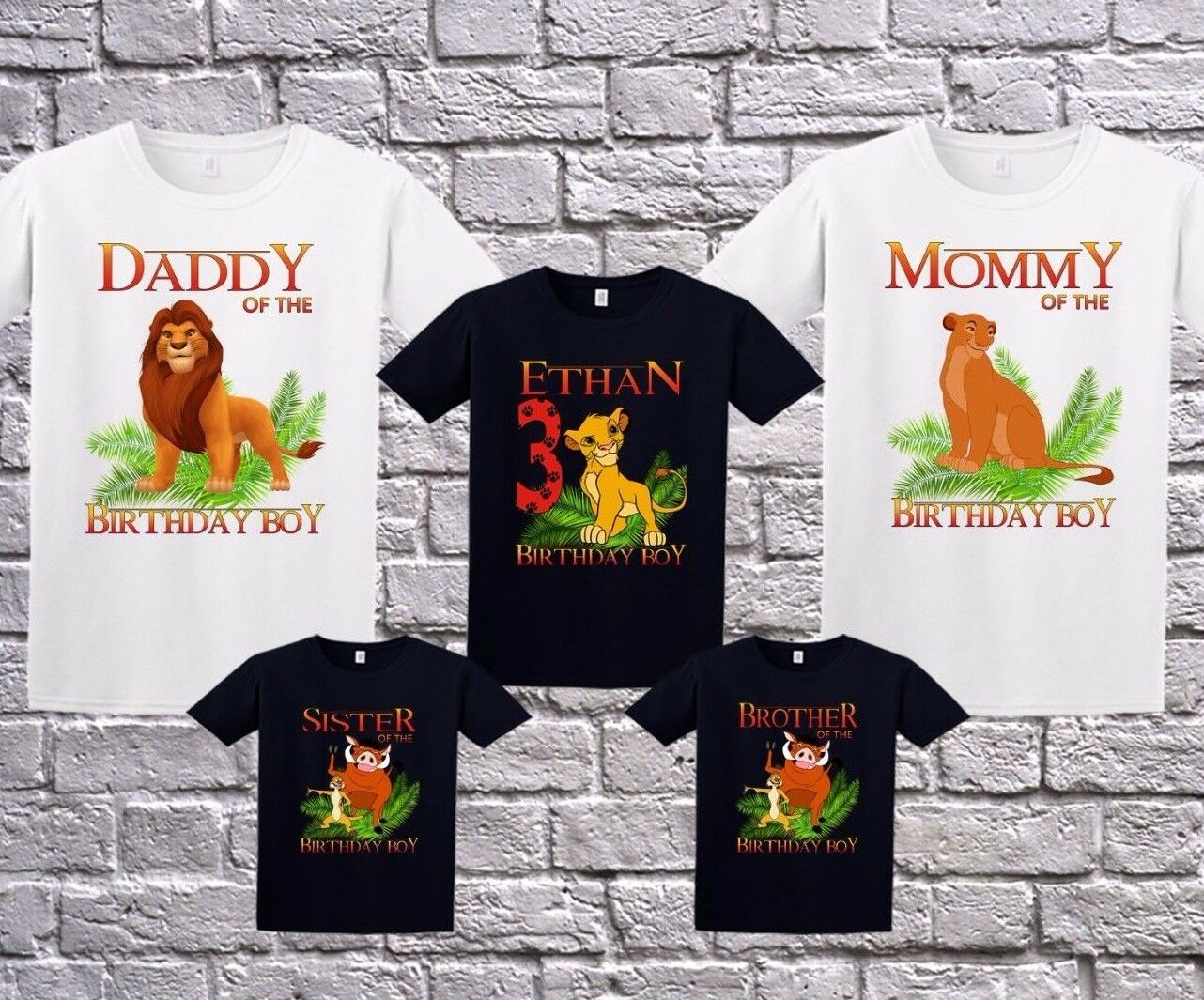 Lion King Birthday Family Matching T-Shirts Lion King Party Shirt Matching Family Outfits Gift, Customized with Any Name and Age