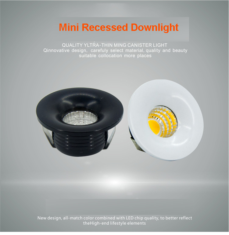 Dimmable LED COB Downlight 3W Round Mini Spotlight Ceiling AC85-265V White Lighting Bulb for Cabinet Counter Showcase