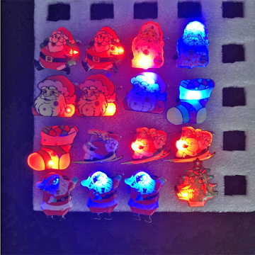 2018 Real Led Wedding Dress 25pcs/lot Christmas Santa Claus Snowman Flashing Led Brooch Party Gift Decoration Broches Supplies