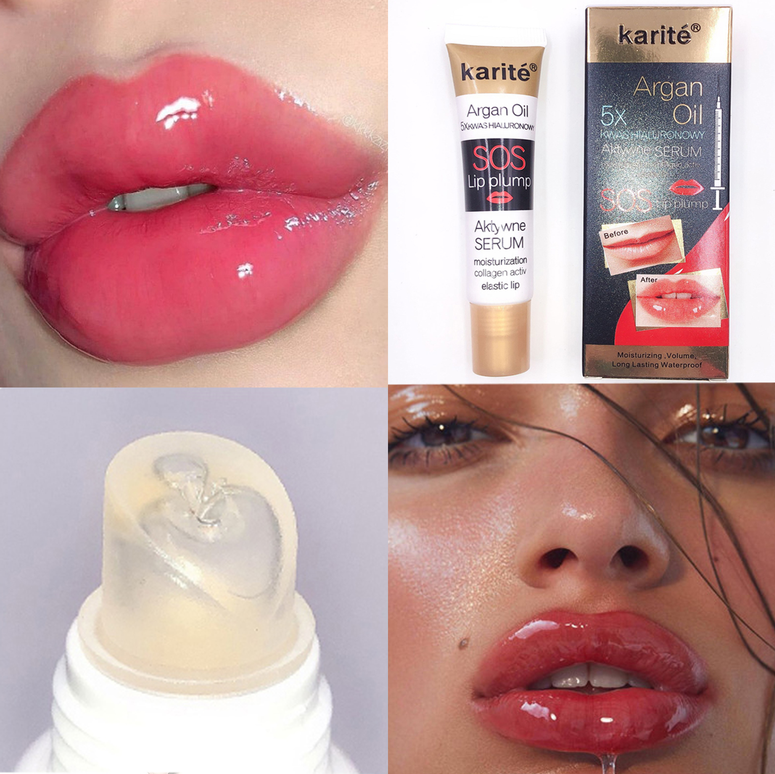 Transparent lip plumping liquid elastic big mouth lip glaze crystal jelly lip gloss elastic plump lip moisturizing lip gloss