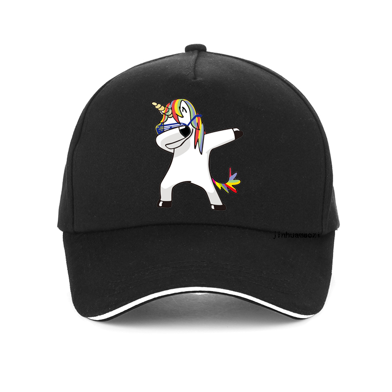 Harajuku Funny Unicorn cap Unisex Cartoon print unicornio Baseball caps High Quality 100%Cotton adjustable snapback hat bone