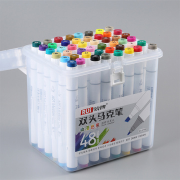 12/24/36/48/60 Colors Alcohol Base Markers Pen School Supplies Drawing Kids Marker Pens Art Set Dual Tip Oil Markers Brush Pen