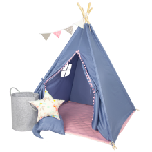Cotton Blend Canvas Chevron Teepee Tent for Kids