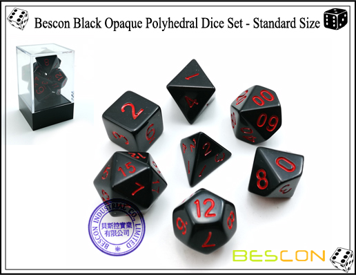 Bescon Black Opaque Polyhedral Dice Set-1