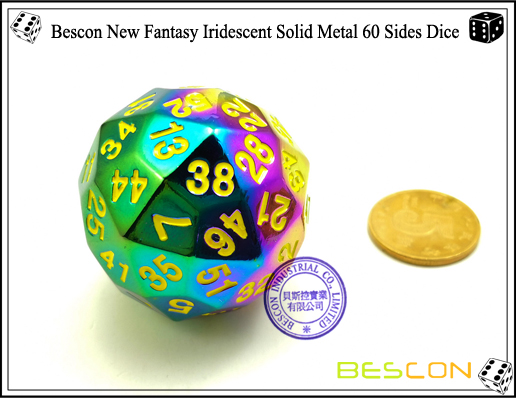 Bescon New Fantasy Iridescent Solid Metal 60 Sides Dice-3