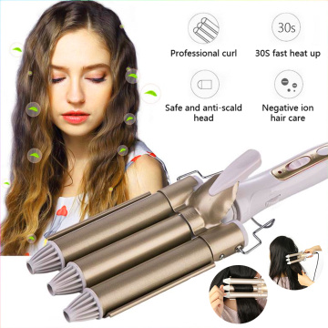 Electric Curling Irons Wave-Shaped Hair Curler Three Sticks Hair Style Tools Ladies Long Hair Electric Heating Curling Tools DIY