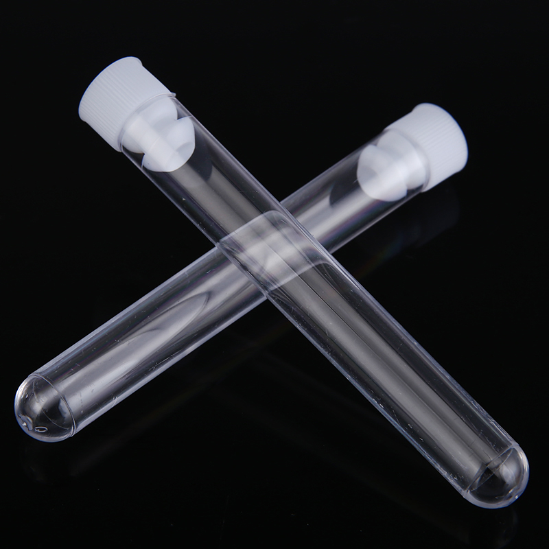 25Pcs/Set 15x100mm Clear Vials Lab Test Tube Plastic Test Tubes With Cap U-shaped 12ml For School Laboratory Supplies