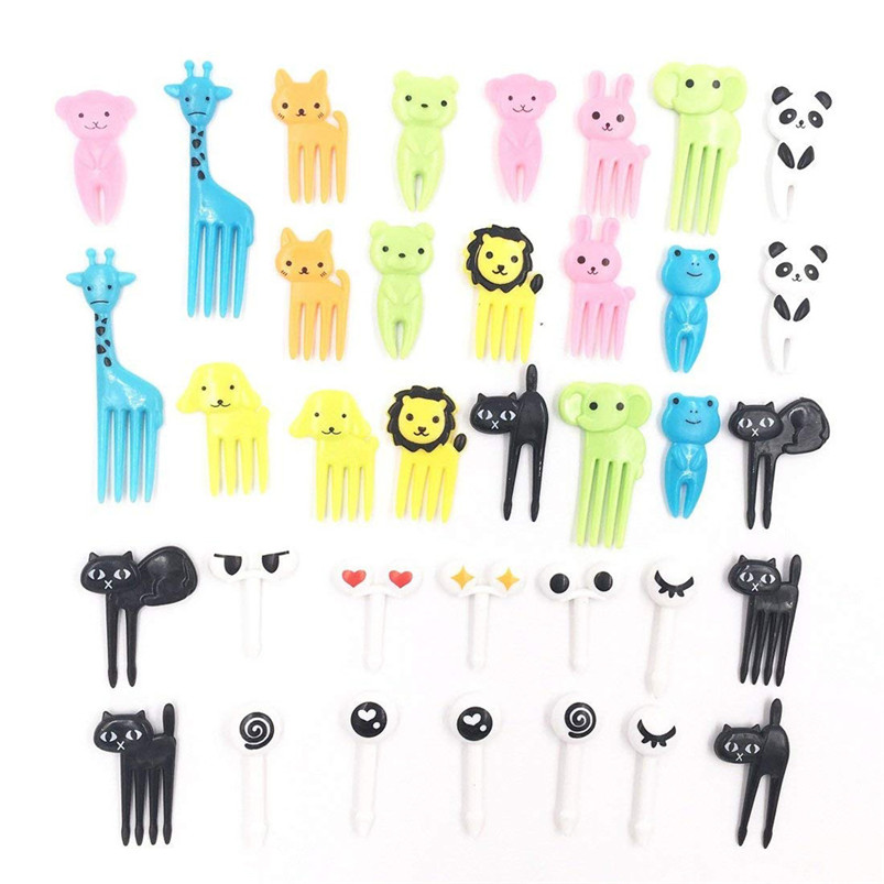 36Pcs Lovely Animal Food Fruit Forks Snack Dessert Forks Food Picks Bento Accessories Kitchen Utensils Lunch Decor 30DEC04