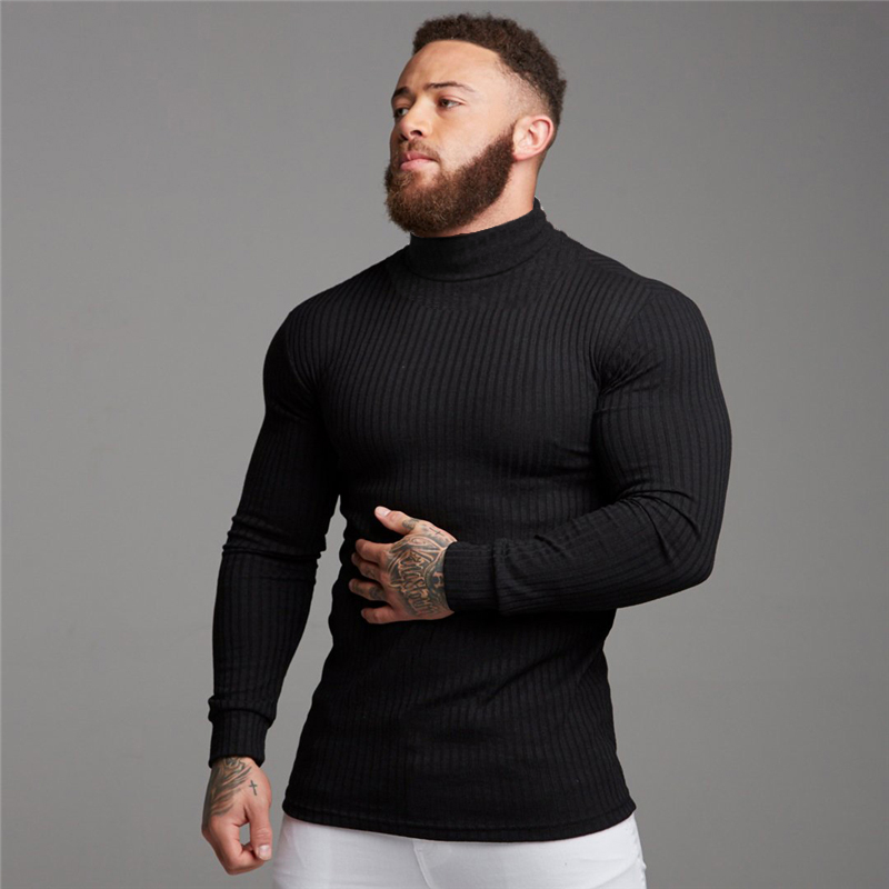 New Autumn Winter Turtleneck Thin Mens Sweaters Casual Roll Neck Solid Color Warm Slim Fit Sweaters Men Turtleneck Pullover Male