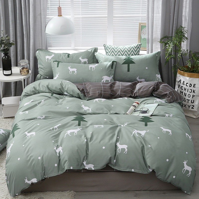 Bedding Set 4Pcs/Set 21Style Bed Sheet Pillowcase & Duvet Cover Sets Stripe Aloe Cotton Bed Set Home Bed Textile Products