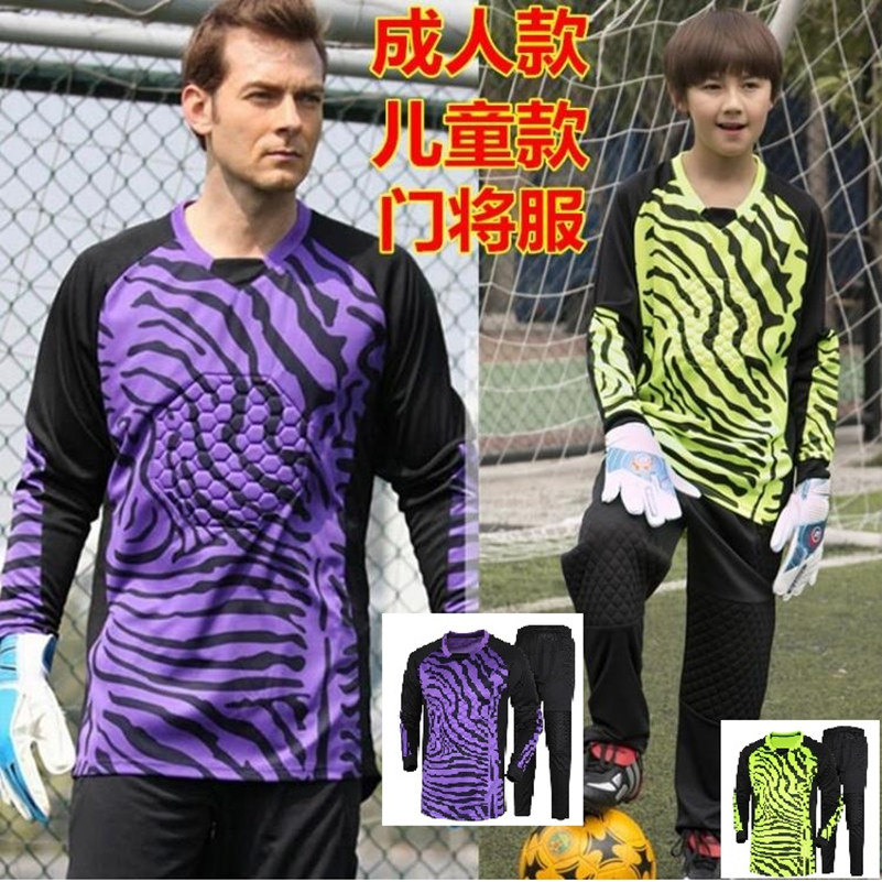 new men Soccer Goalkeeper Jersey Set Football suit Sponge Protector Suit Camisetas De Futbol Jersey set diy number name logo