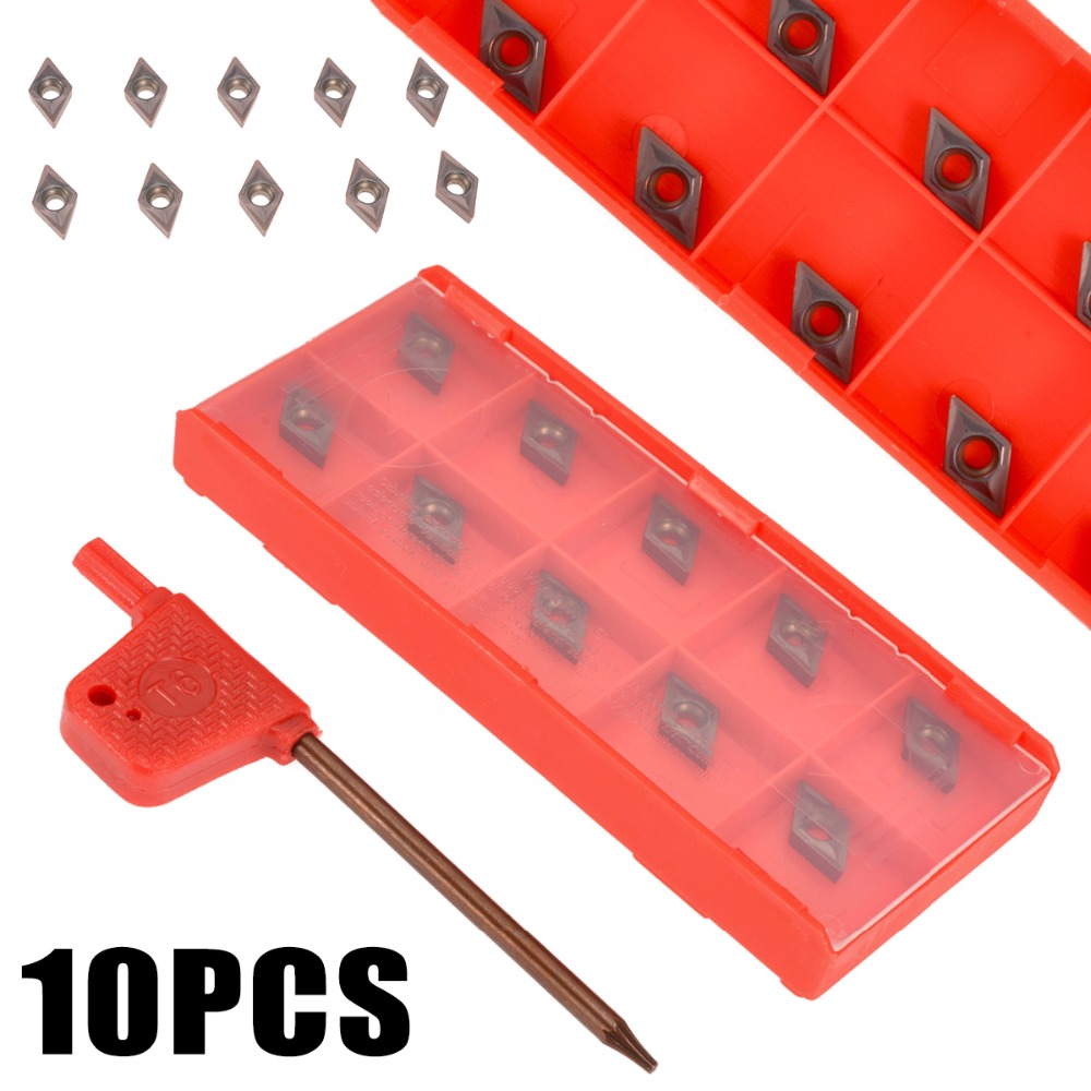 10Pcs/Box DCMT0702 YBC205 Carbide Inserts Durable Blades with Wrench For Lathe Turning Tool Boring Bar CNC Tool