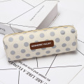 1PC Small Fresh Round Point Lattice Pencil Case High Capacity Canvas Material Pencil Bag Office Stationery And School Supplies