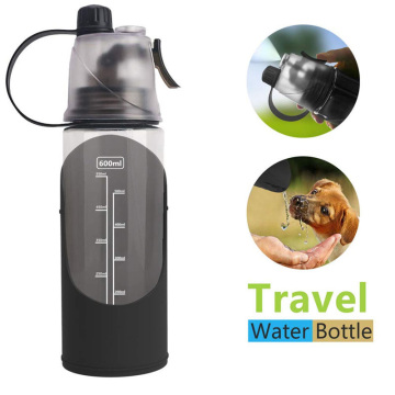Dog Sports Water Bottle 3 in 1 Large Capacity 600ml Pet Bowl Water Dispenser Cooling Mist Drink BPA-Free for Travel Outdoor