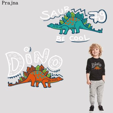 Prajna Cool Dinosaur Heat Transfers Dino CITY Canada Iron On Patches For Clothing DIY Sticker Baby Jeans USA Ornaments Jeans