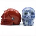 1.2Inch Gemstone Skull Head Statue Carved Gemstone Human Skeleton Figurines Reiki Healing for Home Decor Halloween Decorations
