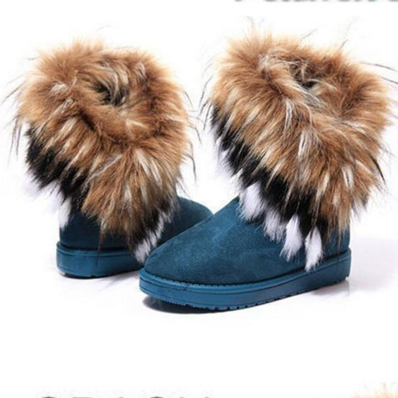Fashion Women's Boots Winter New Snow Boots in The Tube imitation Fox Hair Ladies Cotton Boots Comfortable Warm Women's Boots