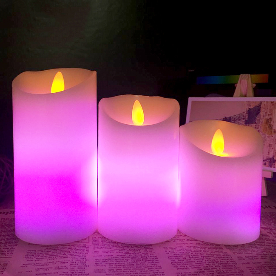 Flameless Dancing Flame LED Candles With RGB Remote,Made by Paraffin Wax,Wedding/Holiday Party Light Decoration,Christmas Candle