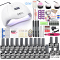 120W/54W UV LED Nail dryer nail set with 20/10 colours gel nail polish for nail art salon manicure nail lamp kit nail tool