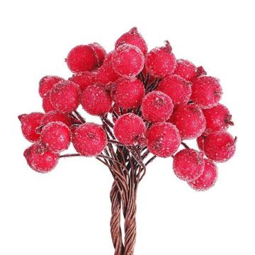 40pcs Decorative Mini Christmas Frosted Artificial Berry Vivid Red Holly Berry Holly Berries Wedding Home Decor