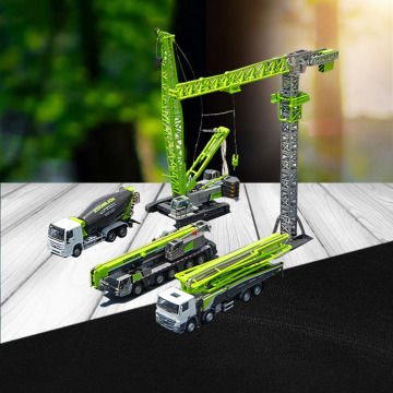 Engineering car gift box set crawler crane tower crane concrete pump truck mixer alloy model diecast metal vehicle toys kids