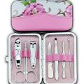 1Set=7Pcs Nail Clippers Travel Grooming Kits Case Care Pedicure Scissors Tweezer Knife Ear Pick Utility Manicure Set Tools