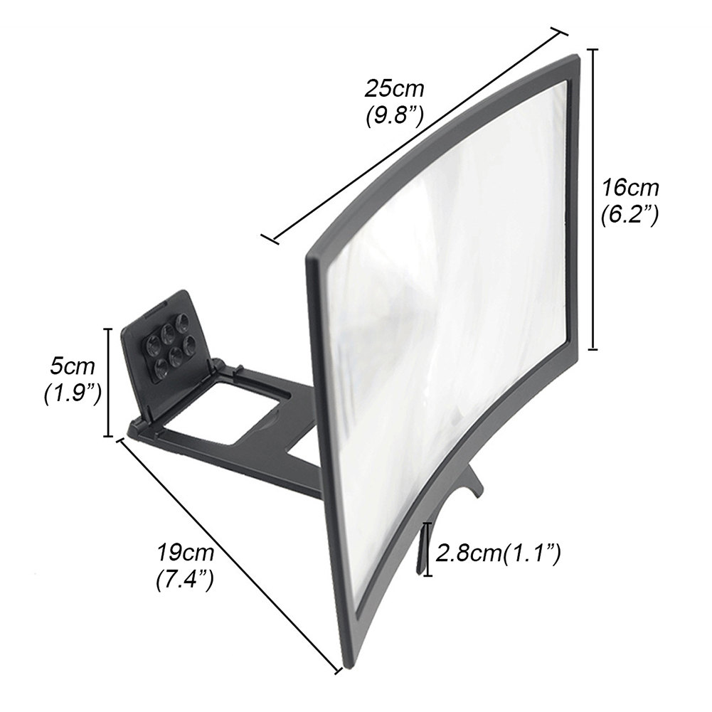 12 inch HD 3D Mobile Phone Screen Amplifier Folding Curved Screen Magnifier Smartphone Stand Bracket Screen Amplifying Holder