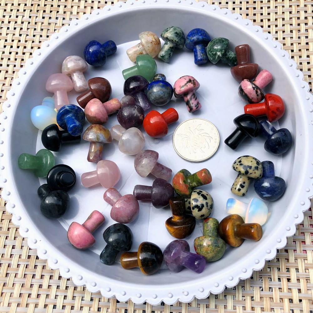 Natural mixed Gemstone Mushroom Shaped Polished Stone Crystal Decor Healing Gift Decorative Stones and Crystals